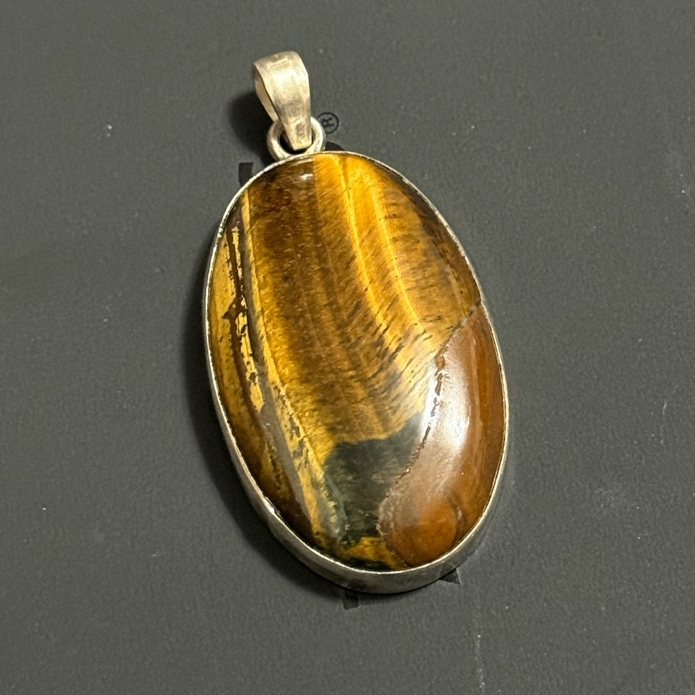 Sterling Silver 925 Tiger's Eye Pendant - Picture 3 of 8